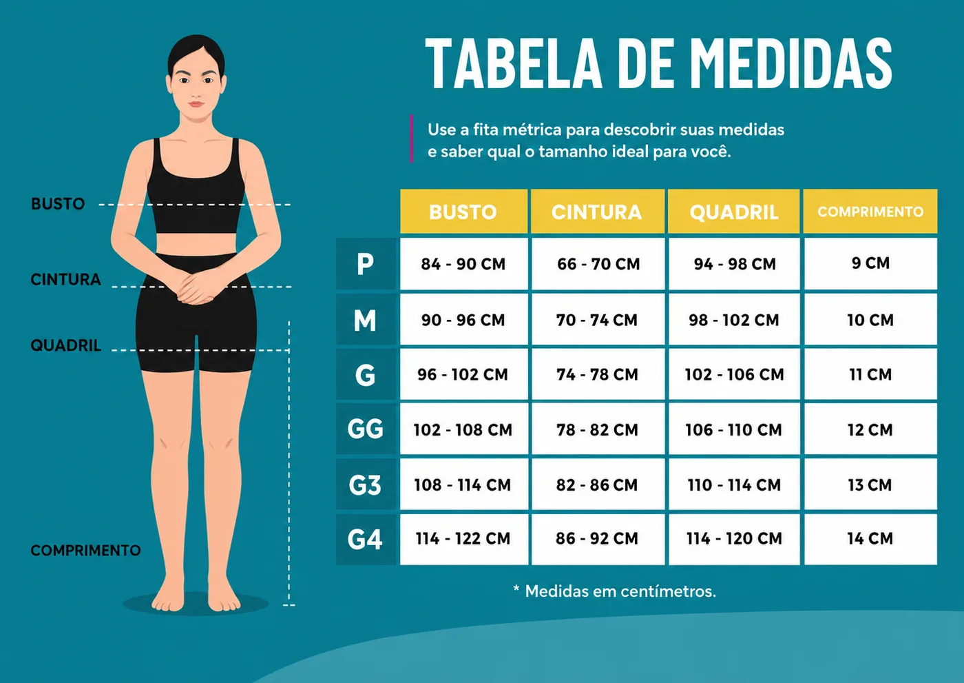 Tabela de medidas Aero Fitness
